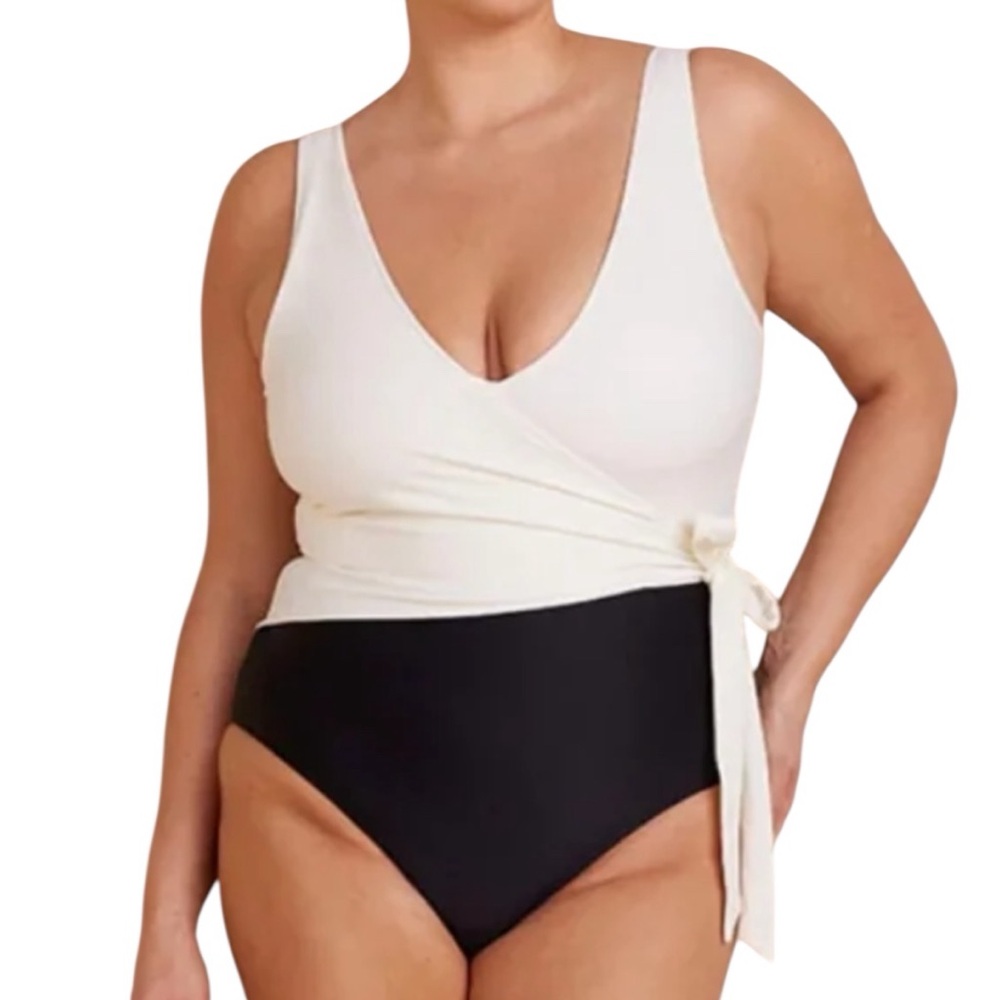 Summersalt The Perfect Wrap‎ One-Piece Sea Urchin & White Sand Swimsuit Size 16